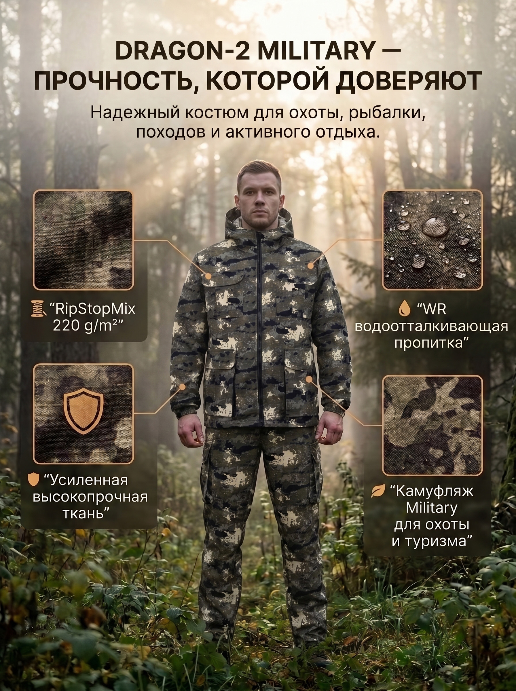 Костюм Драгон-2 (РипСтопМикс) Милитари Костюм Драгон-2 (РипСтопМикс) Милитари