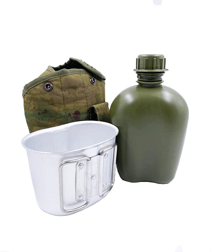 Армейская фляга в чехле с алюминиевым котелком (Атакс)